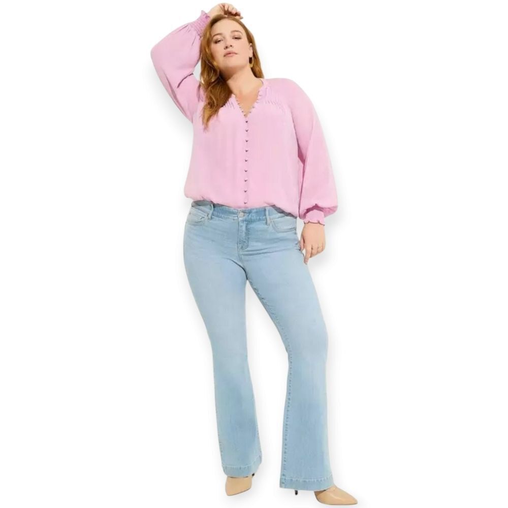 4X 26W Torrid Purple Blouse V Neck Button Front Long Sleeve Sheer Georgette NWT